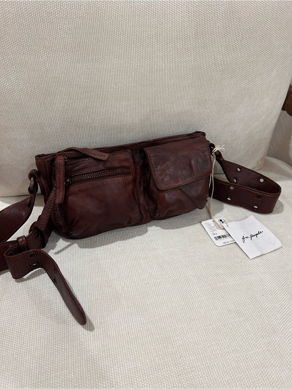 Free People Dark Cognac Wade Leather Sling Bag - Picture 4 of 10